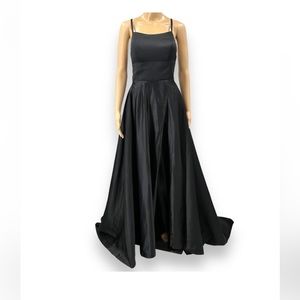 Black satin evening dress